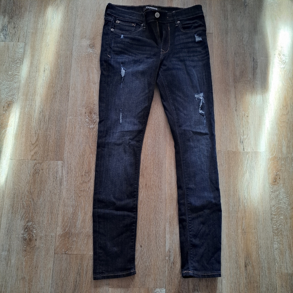 EXPRESS Dark Blue Denim Straight Mid Rise Legging Jeans Women's Size 4